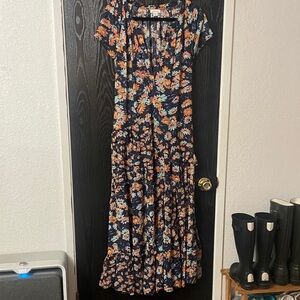 Sundance pretty Petals Blue, Pink, And Orange Floral Maxi Dress Size Small